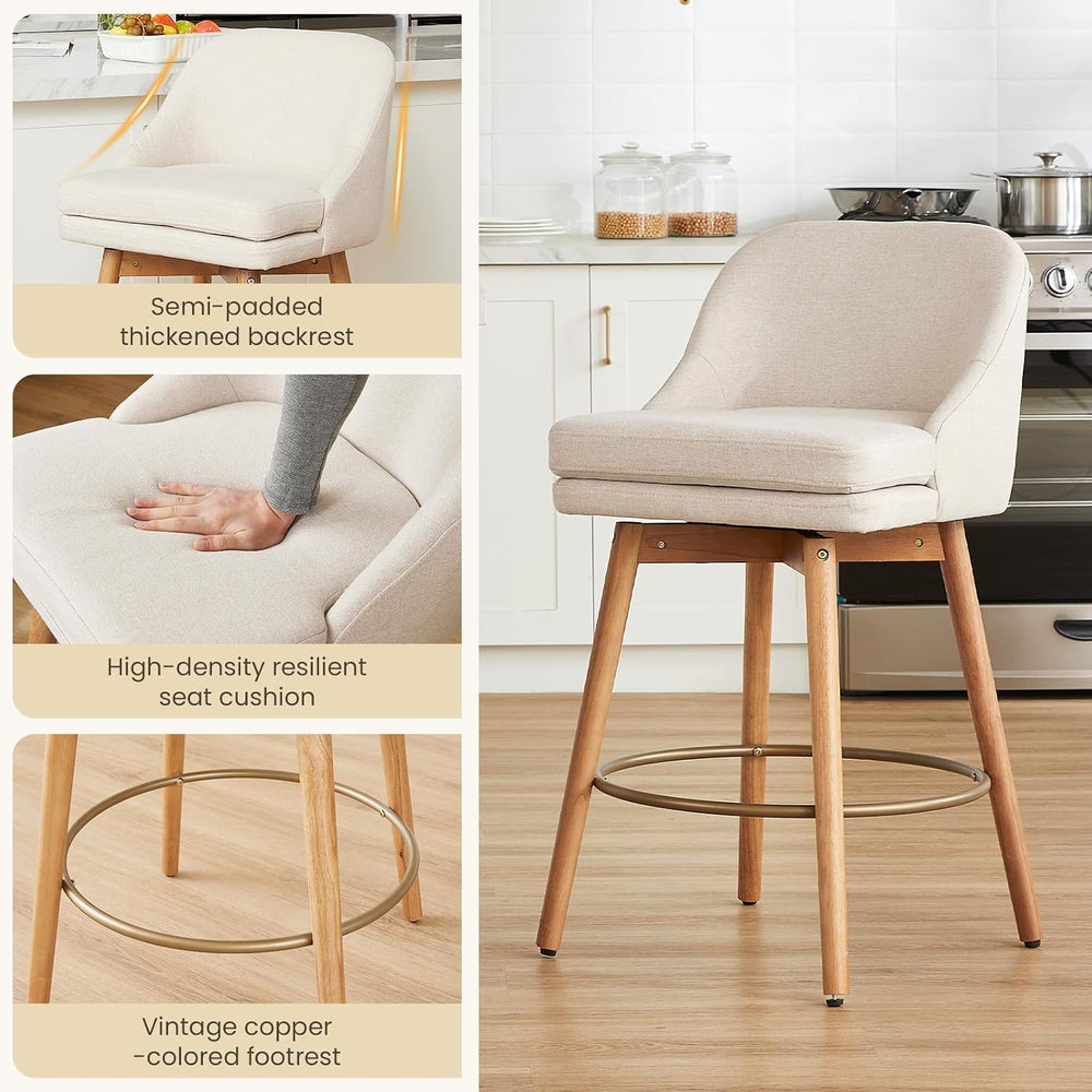 kinmars Swivel Counter Height Bar Stools Set of 3, 27", Sand
