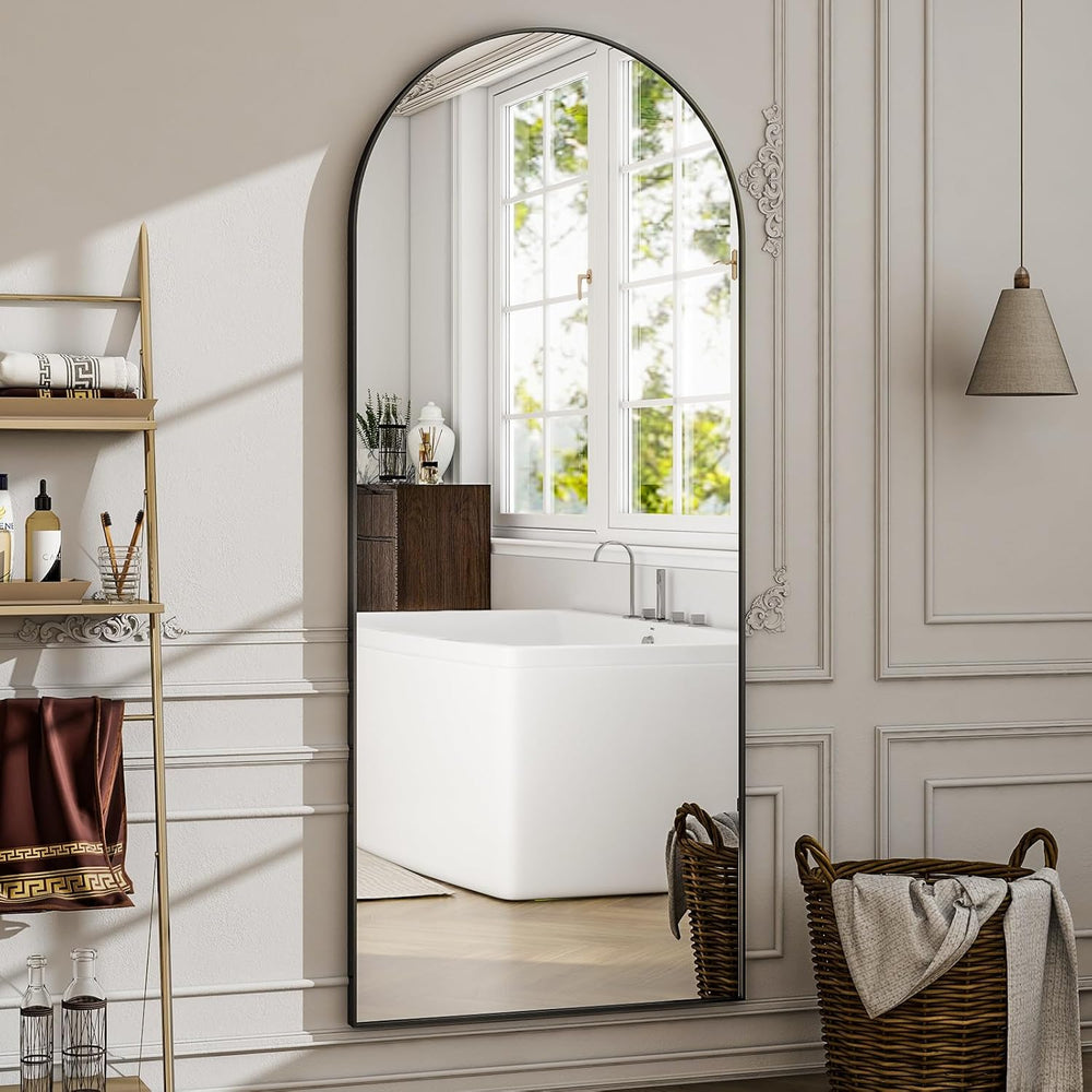 57" x 20" Arched Full Length Mirror - Wall Mounted/Floor Mirror Alu...