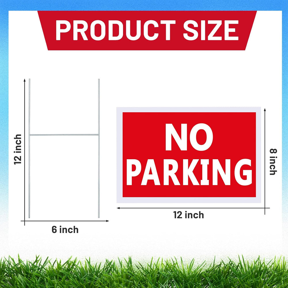 Blulu 16 Pcs 8 x 12 Inch No Parking Signs with Stakes, Red
