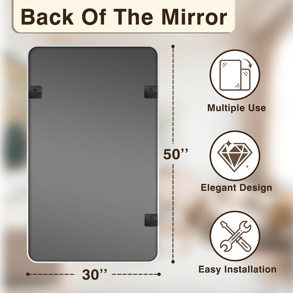 Vanity Bathroom Mirror, 50”x30” Silver Bathroom Mirror for Over Sink