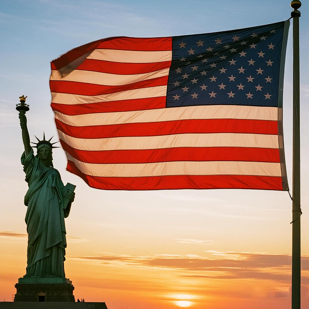 Premium American Flag for Outside 5x8 FT, Deluxe Heavy Duty Spun Polyster,Lon...
