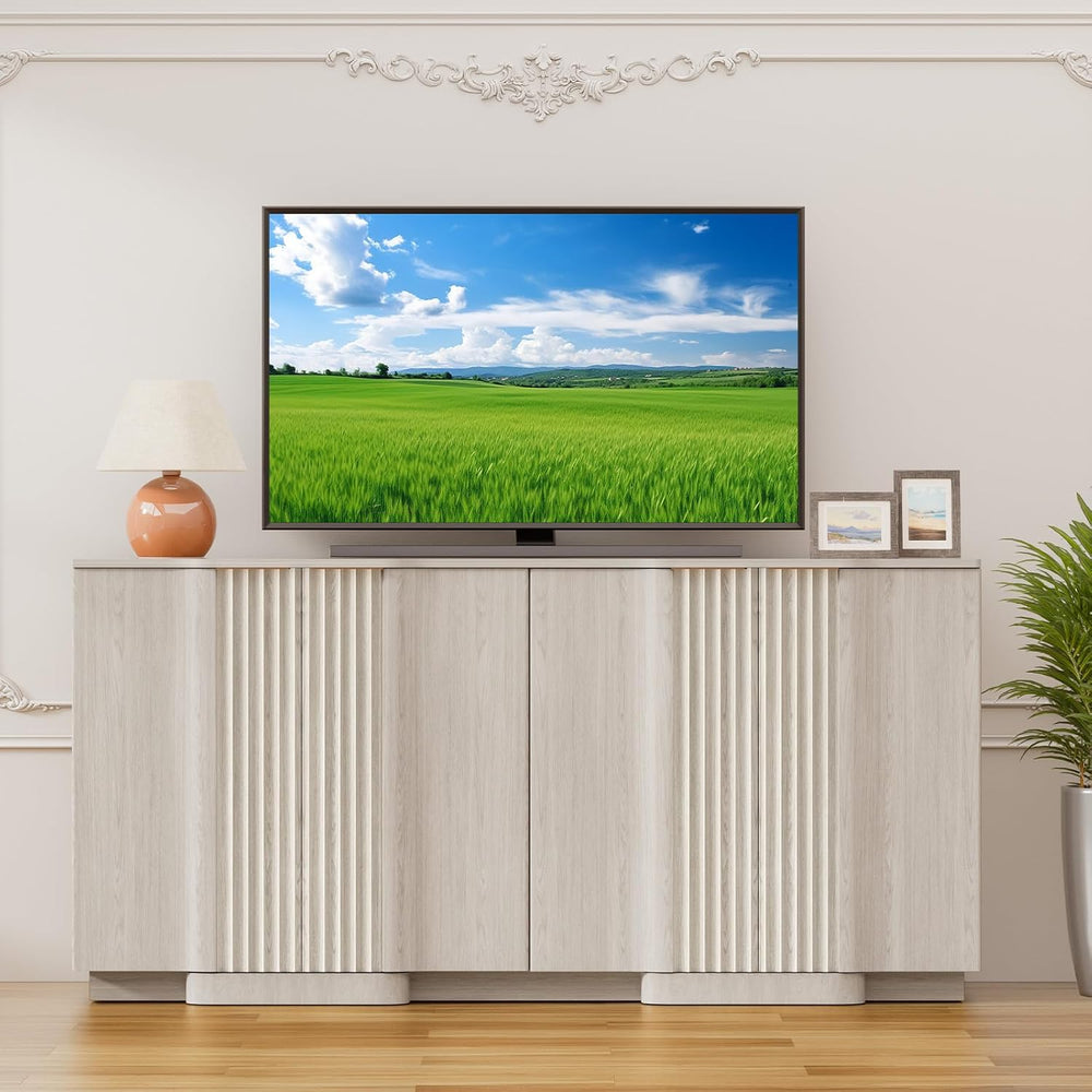 Yechen Fluted Buffet Cabinet with Storage, 55" Accent Sideboard Credenza