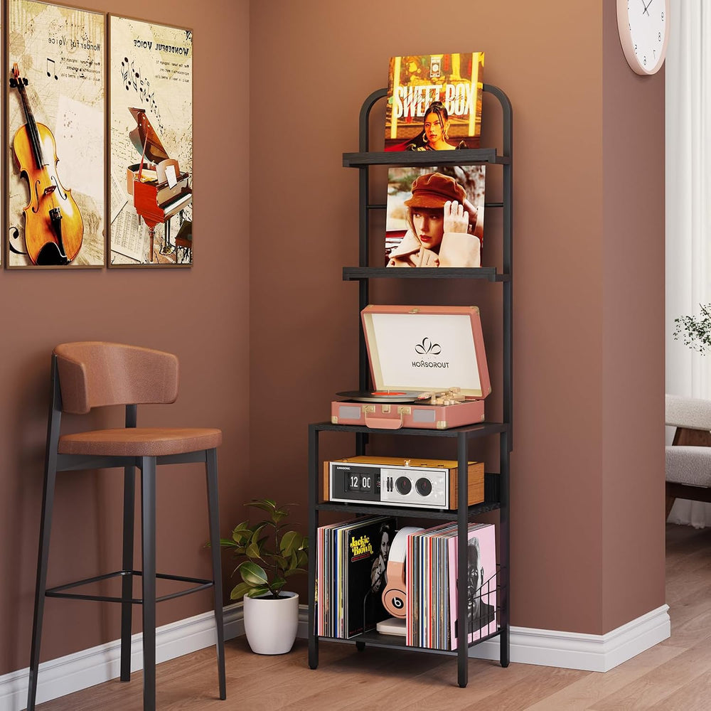 Homsorout Record Player Stand with Vinyl Storage - 5-Tier Turntable Table wit...