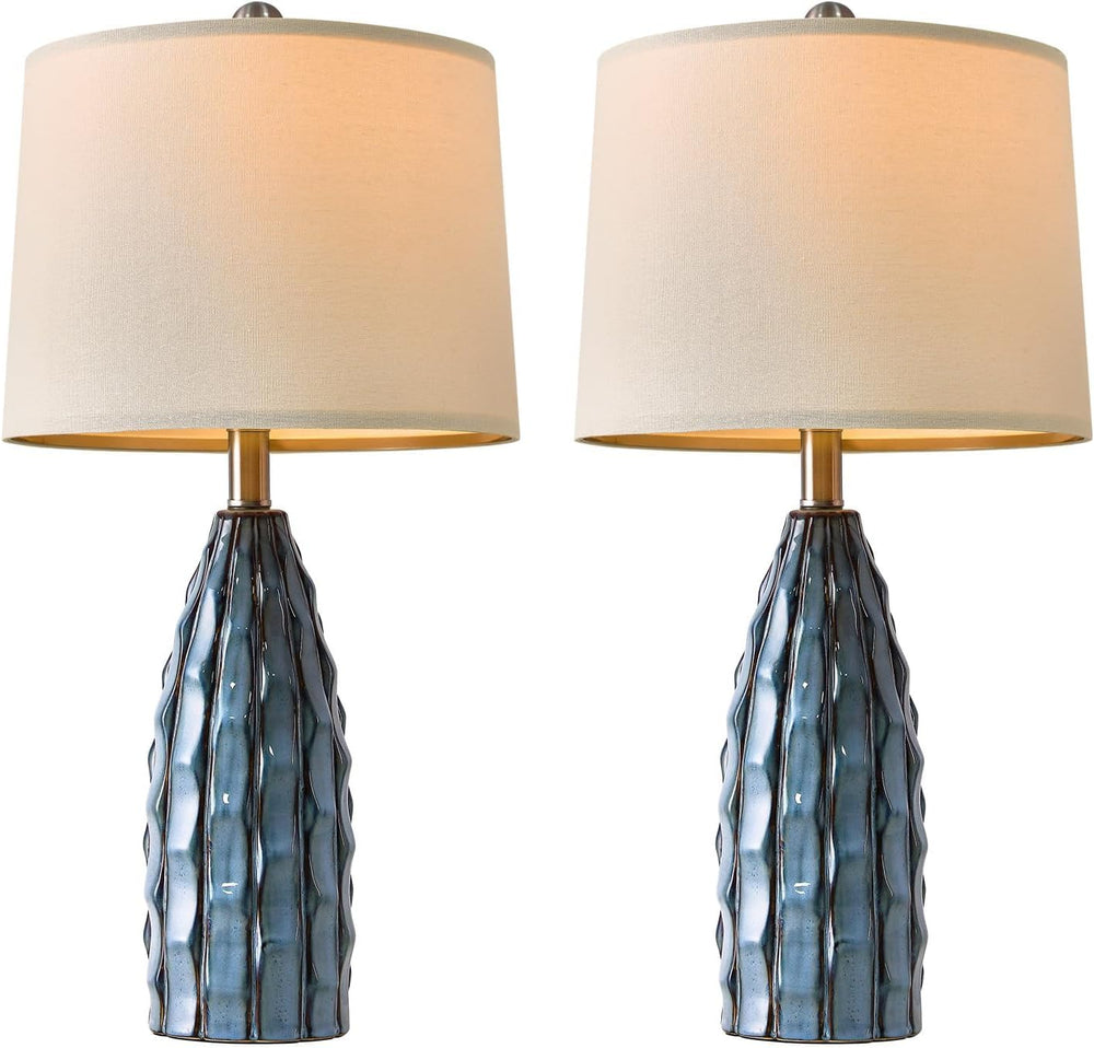 USumkky Ceramic Table Lamps Set of 2, 23.75" Modern Farmhouse Bedside La...