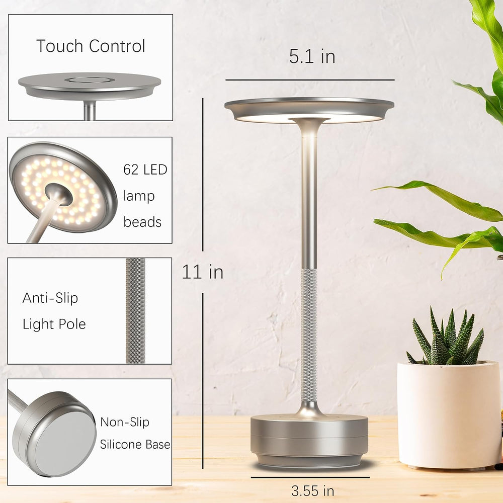 2 Pack Cordless Table Lamps Rechargeable, 5000mAh LED Table Light