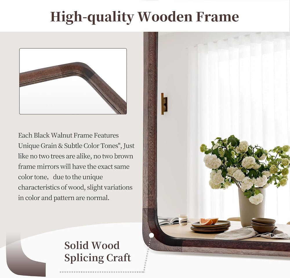 Tanmicoshomy 30 x 48 Inch Wood Rustic Large Bathroom Vanity Mirror