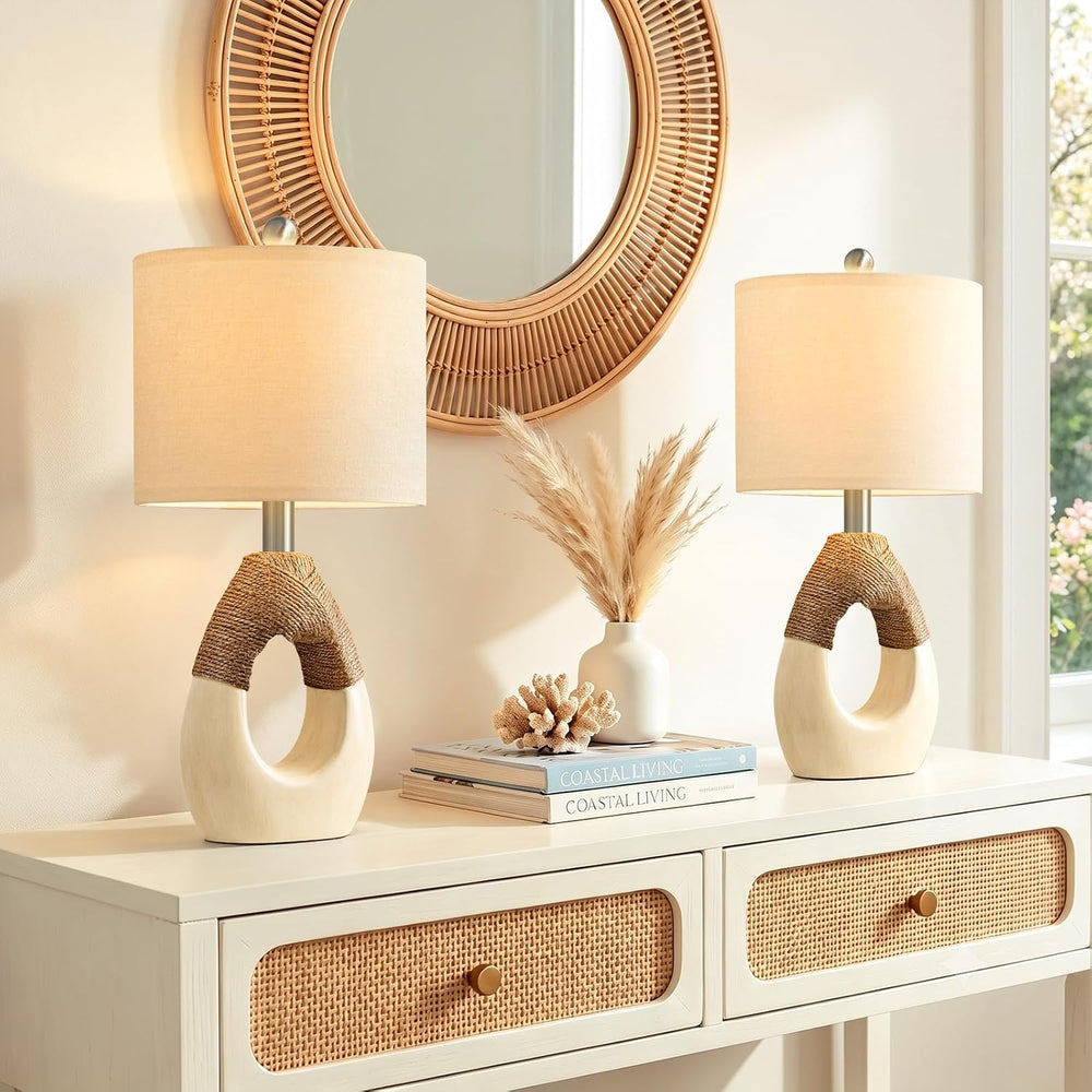OYEARS 19” Boho Table Lamps Bedroom Living Room,Suitable for Small Space,Farm...