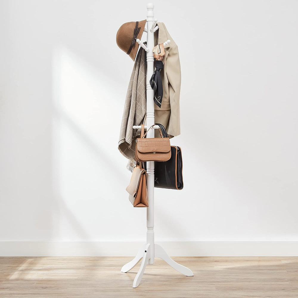 VASAGLE Freestanding Coat Rack, Rubber Wood Coat Tree with 9 Hooks