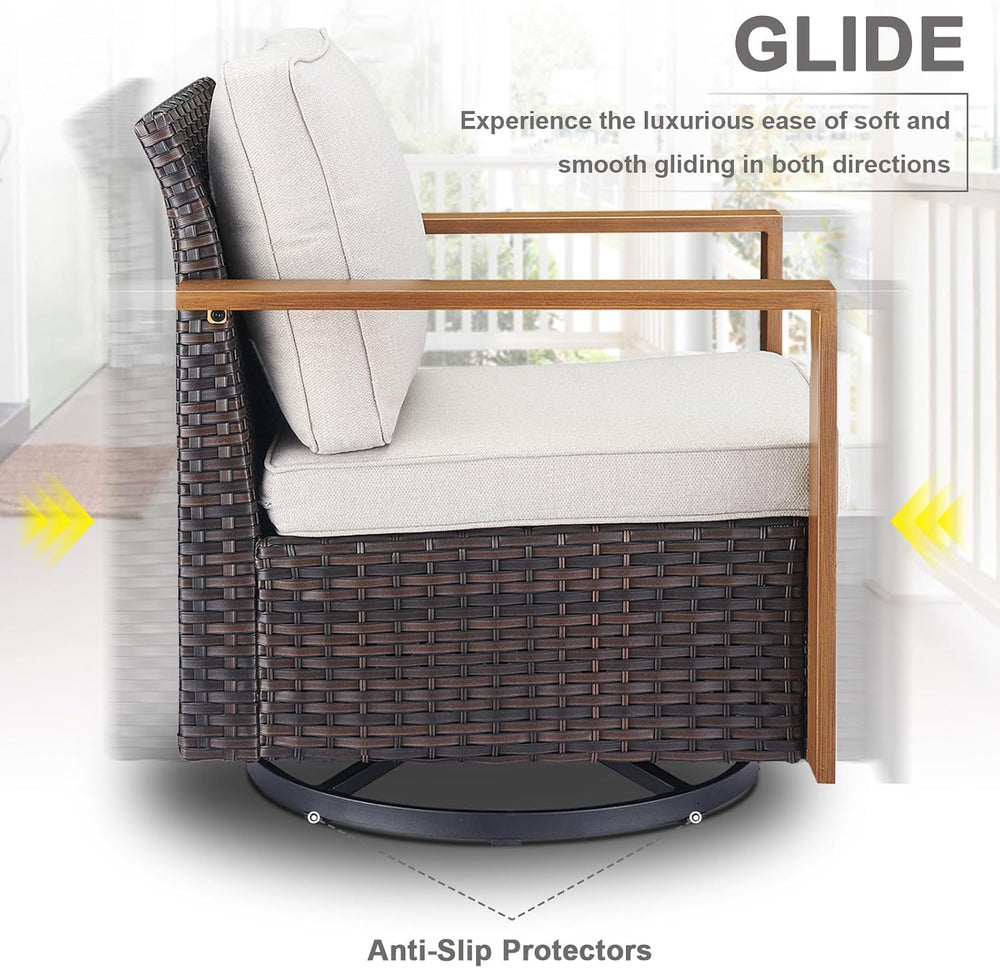 Belord 5 Piece Patio Furniture Set with Swivel Chairs, PE Wicker Patio Sofa S...