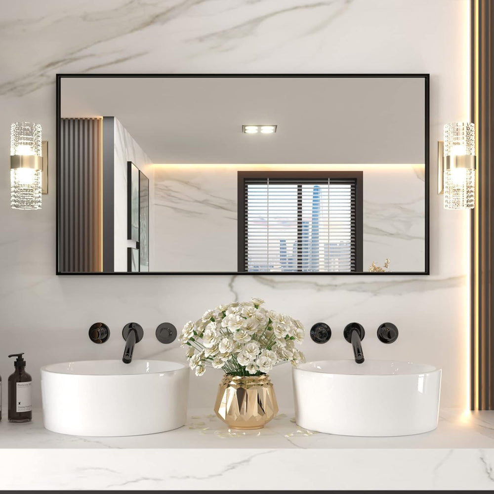 LOAAO 55"X30" Black Rectangle Bathroom Mirror