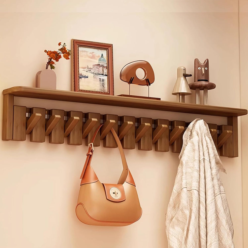 Paint Wood Wall Mounted Coat RackHooks Piano Key Hangers Natural Solid Wood H...