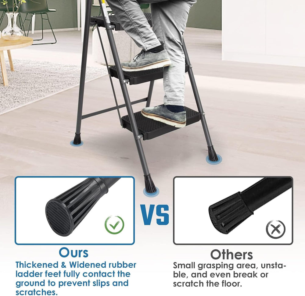 GOLYTON 3 Step Ladder,Step Stools for Adults, 500lbs Capacity