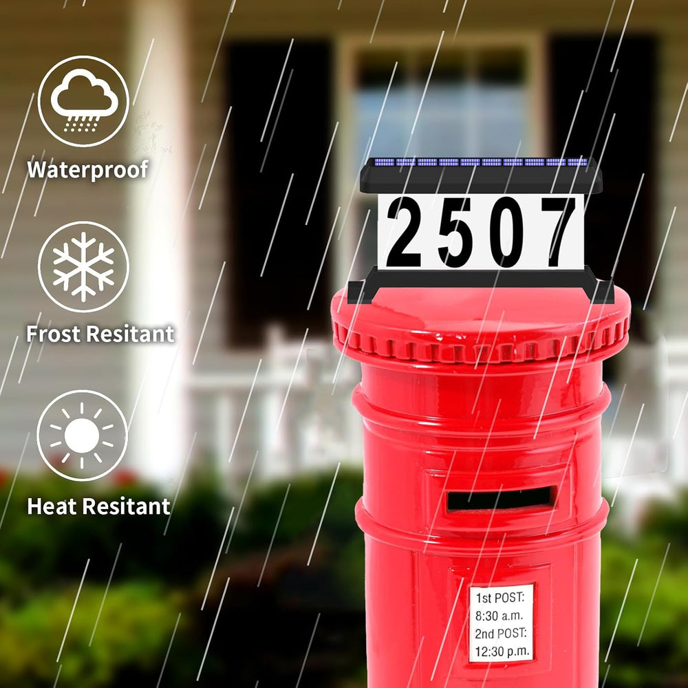 Solar Mailbox Numbers, Double sided Solar House Numbers for Outside