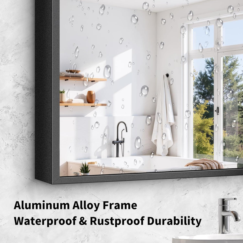 Koonmi Black Bathroom Mirror for Over Sink,Metal Framed 30"x48" Wal...