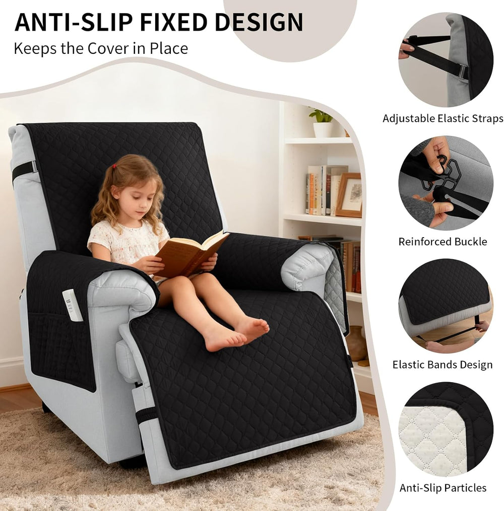 Black Power Lift Extra Wide Recliner Slipcover 28''