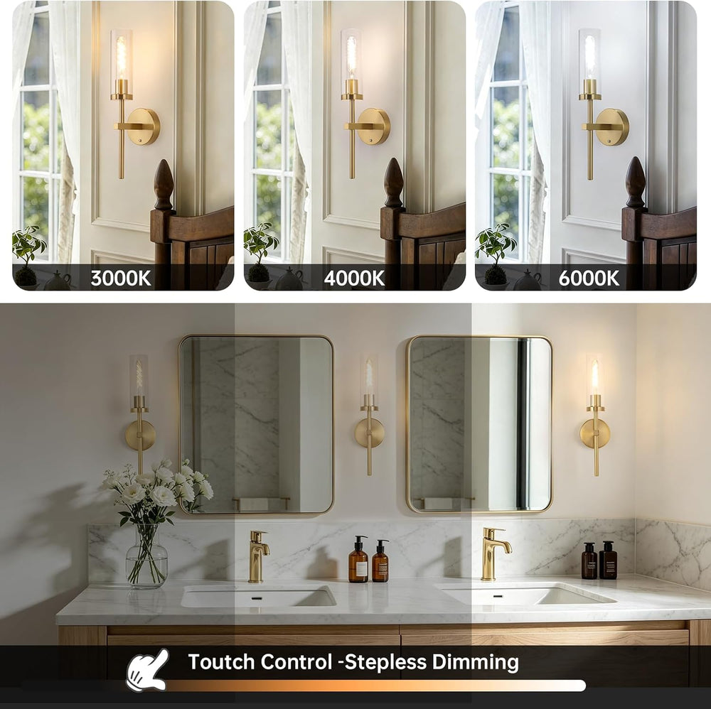 Shenmoyl Set of 2 Battery Operated Wall Sconce with 3 Color Temperatures &...