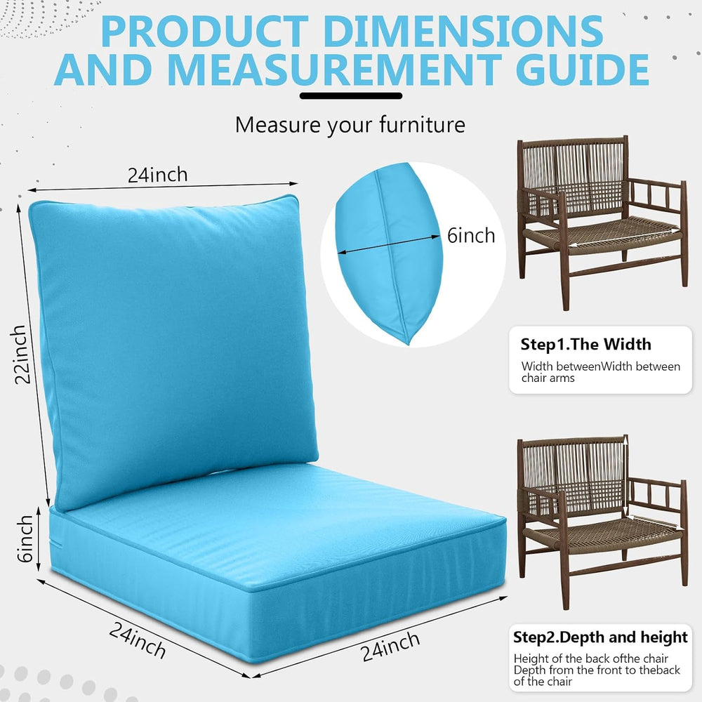 24" x 24" x 6" Outdoor Deep Seat Cushions Set - Waterproof &am...