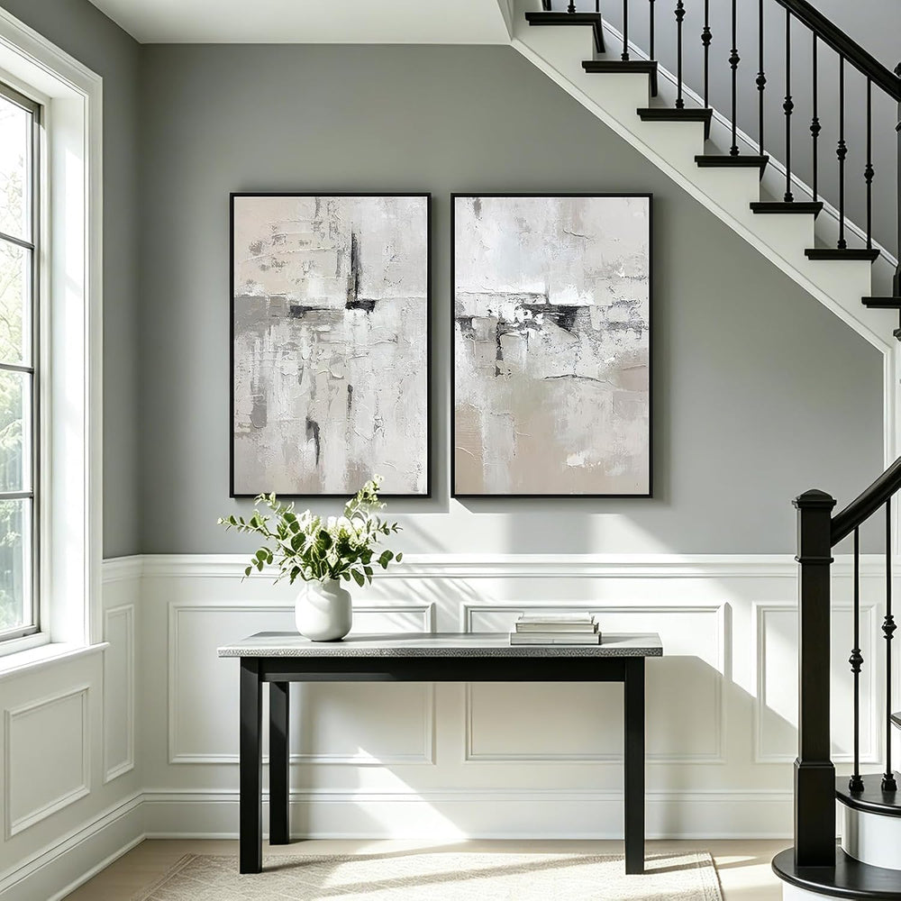 SAFERRYHOME Abstract Textured Wall Art, Neutral Modern Artwork, 24"x36&q...