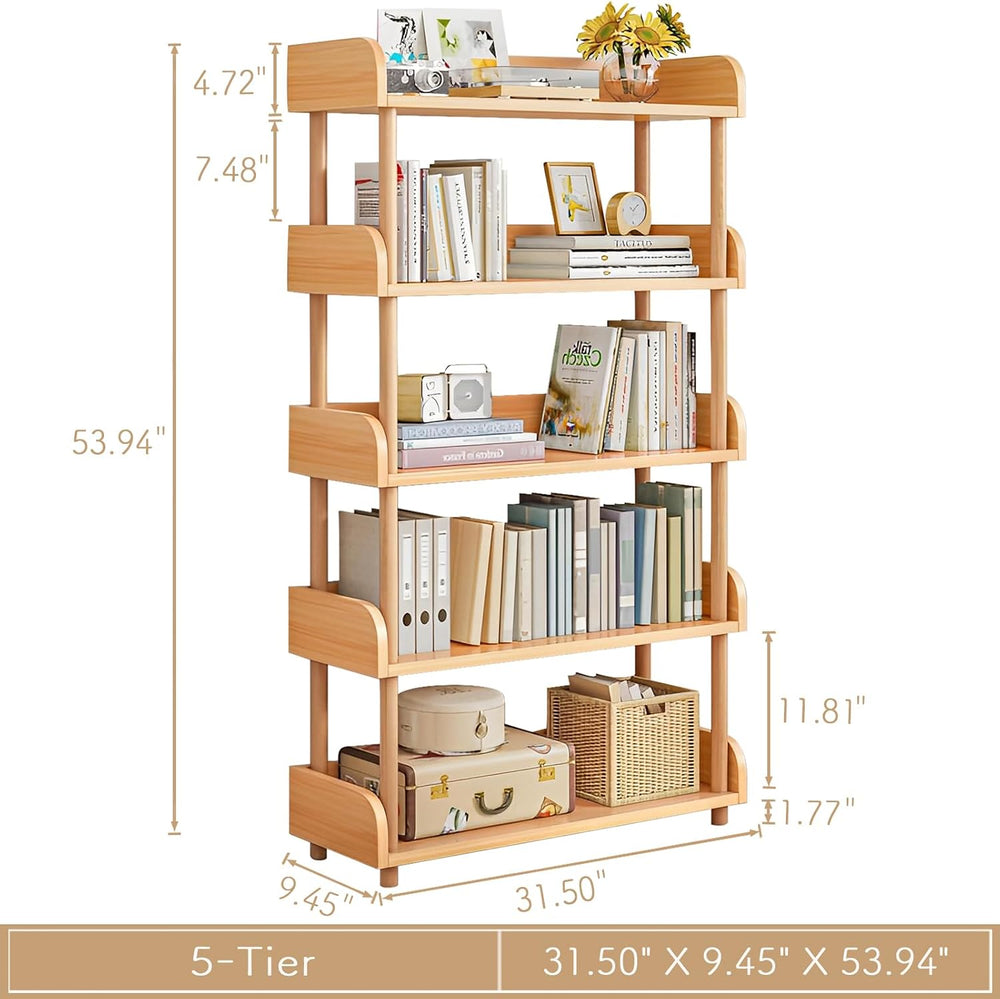 OSCHF 5-Tier Wooden Open Bookcase, Oak