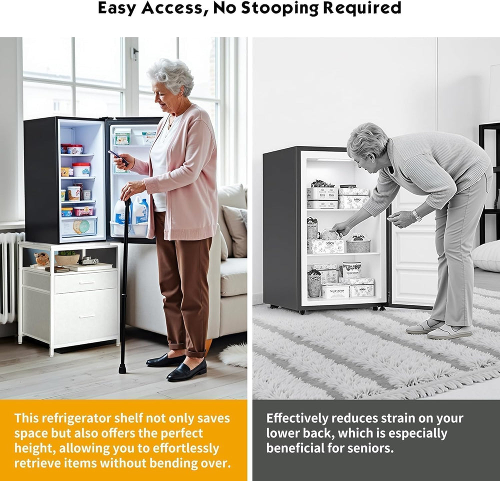 Herture Mini Fridge Stand with 3 Storage, Small Refrigerator Stand for Dorm