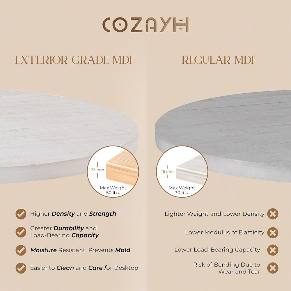 COZAYH Farmhouse Coffee Table, Rustic Round Coffee Table with X-Motifs Legs, ...