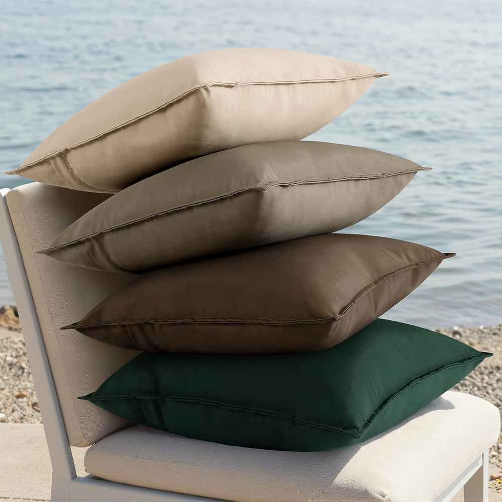 decorUhome Outdoor Waterproof Faux Linen Throw Pillow Covers 24x24 Set of 2