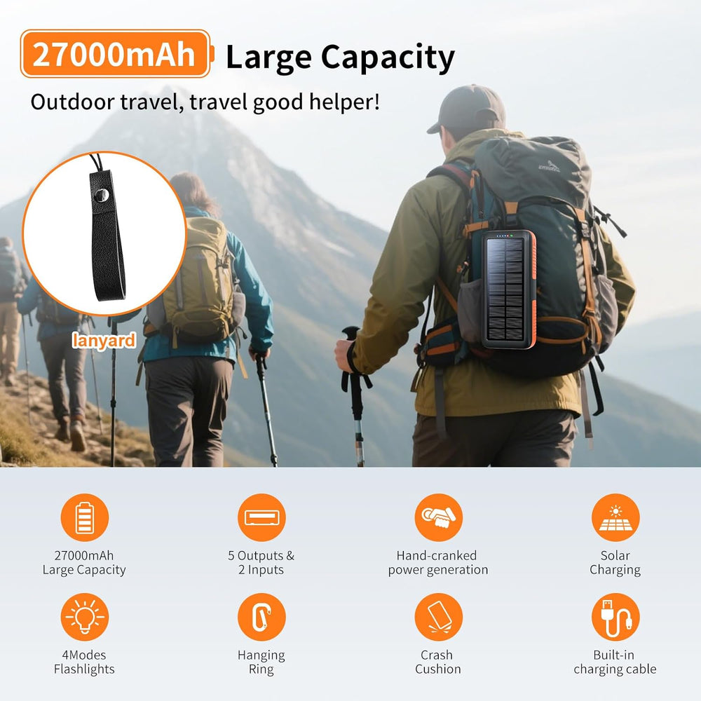 boogostore Solar Charger Power Bank 27000mAh, Portable Charger with 4 Output ...
