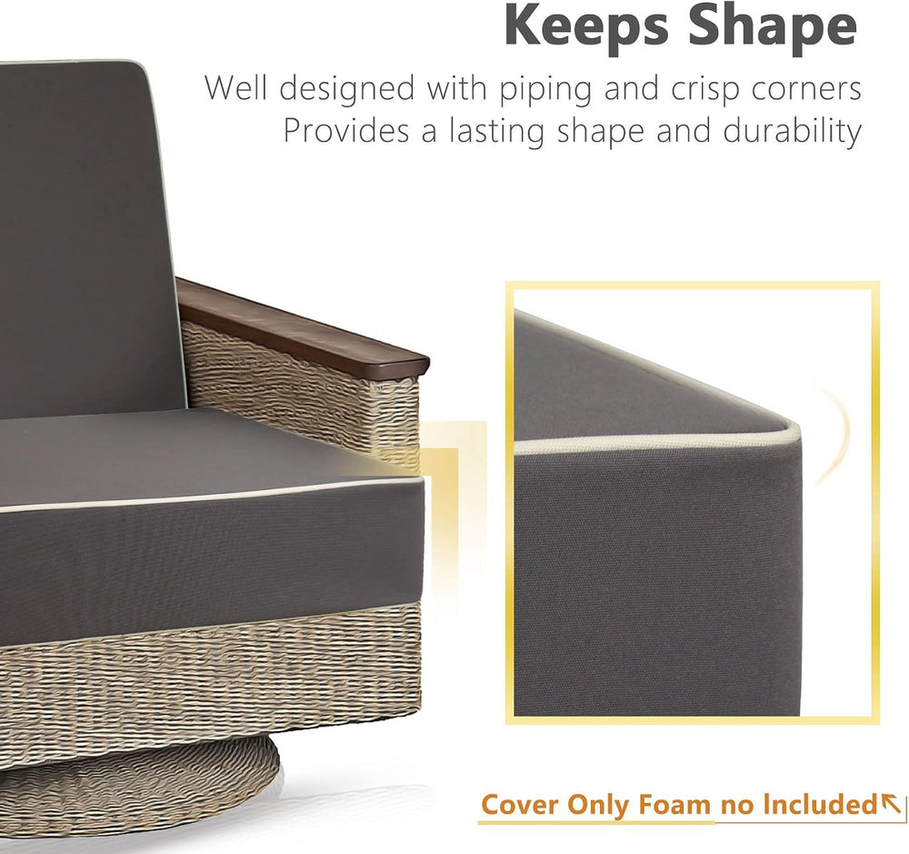 Porch Shield Patio Seat Cushion Covers 4 Packs, 21"x21"x4", Da...