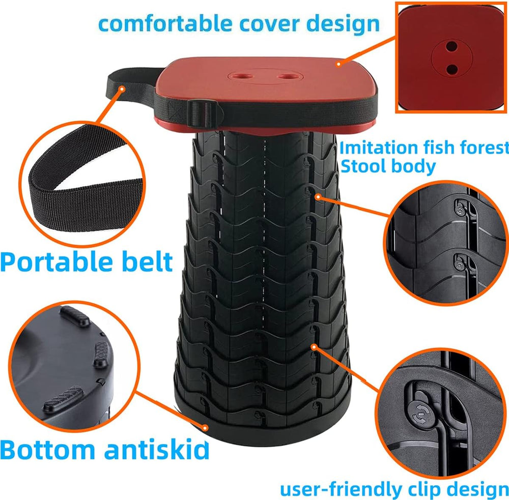 Collapsible Camping Stool with Seat Cushion & Nylon Bag, Square Portable ...