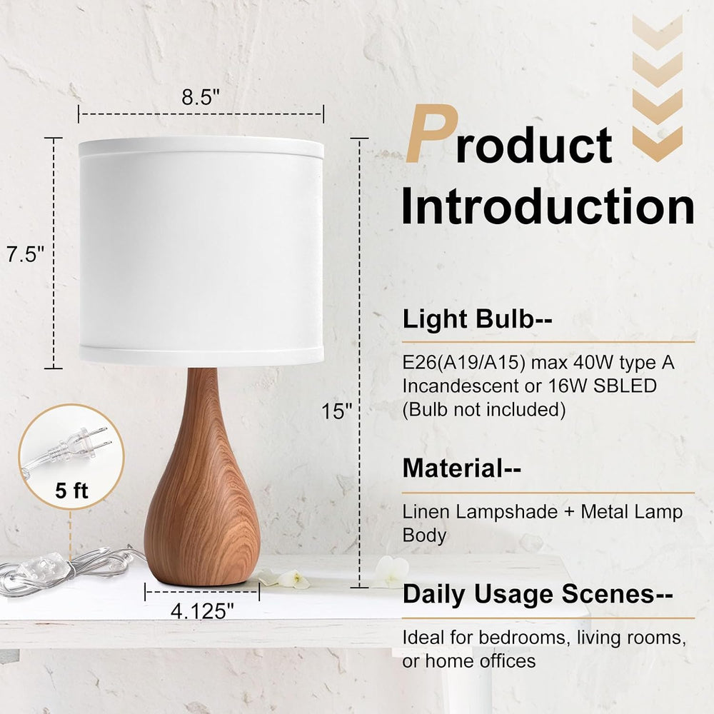 Farmhouse Style Table Lamp, Bulb Not Included, Pack of 2, Faux Wood Grain