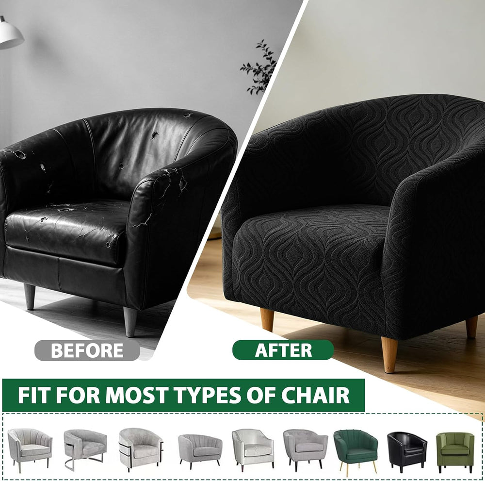 Club Chair Slipcover Stretch Barrel Tub Armchair Covers,Black