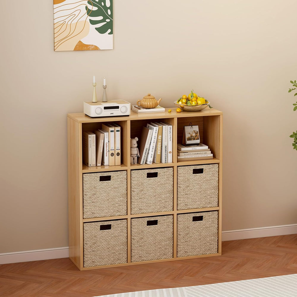 OSCHF 9-Cube Storage Shelf Bookcase, Oak