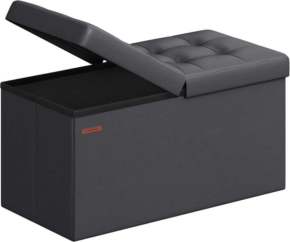 SONGMICS 30 Inches Folding Storage Ottoman Bench with Flipping Lid