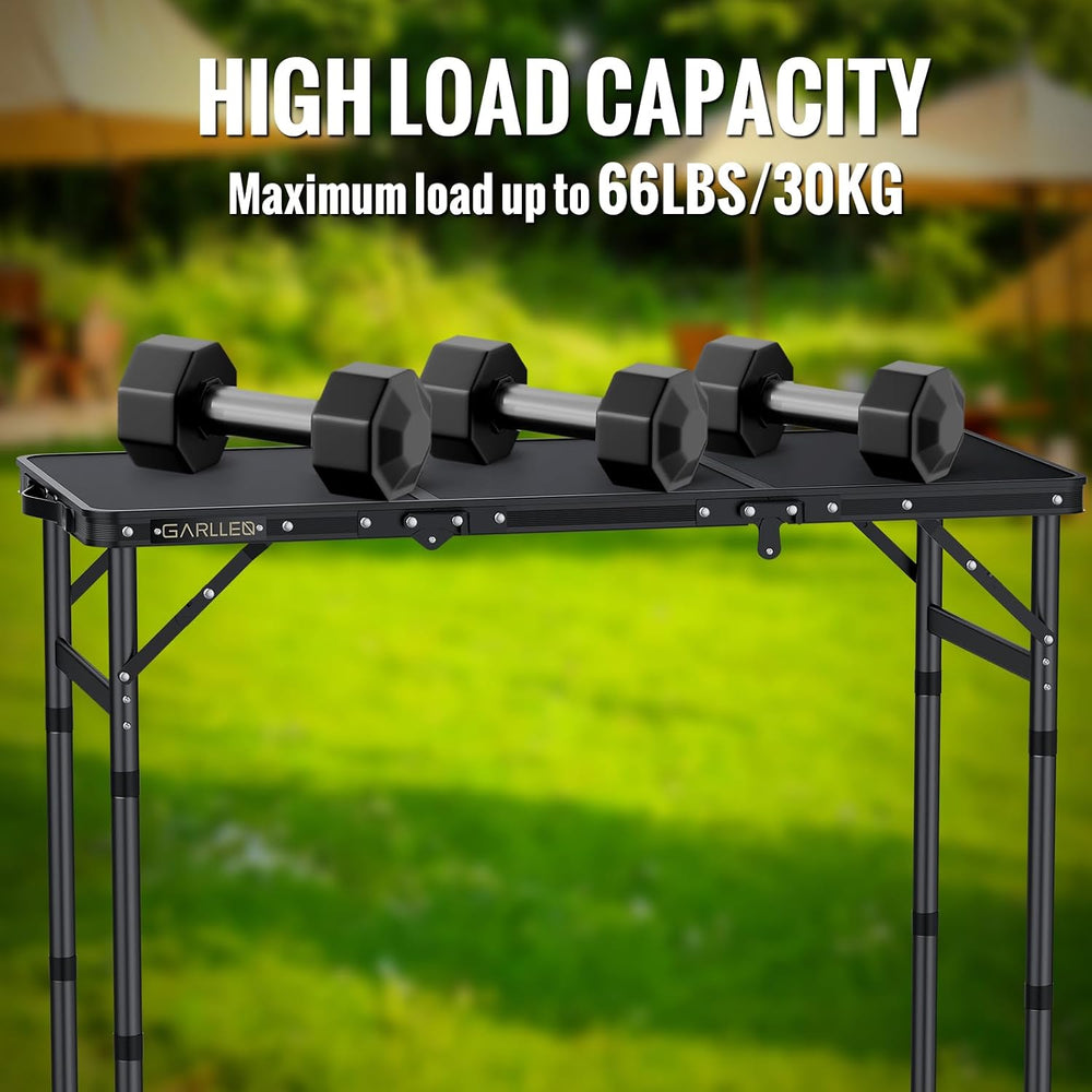 GARLLEN Folding Camping Table 34.2"Lx15.7"W 3 Adjustable Height Tru...