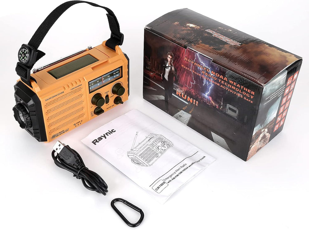 Raynic Weather Radio, 5000mAh/18500mWh NOAA Weather Radio, Solar Hand Crank E...