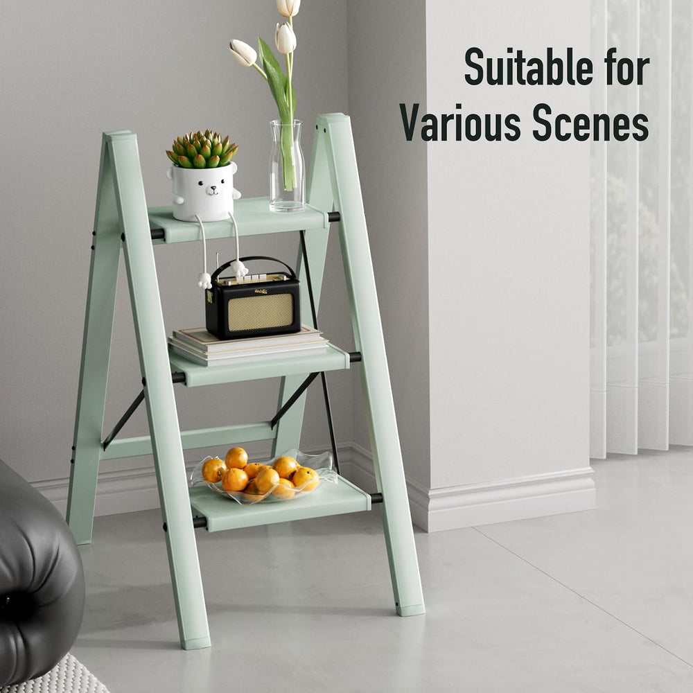 Mayi Plus 3 Step Stool Foldable, Aluminum, Lightweight Step Ladder