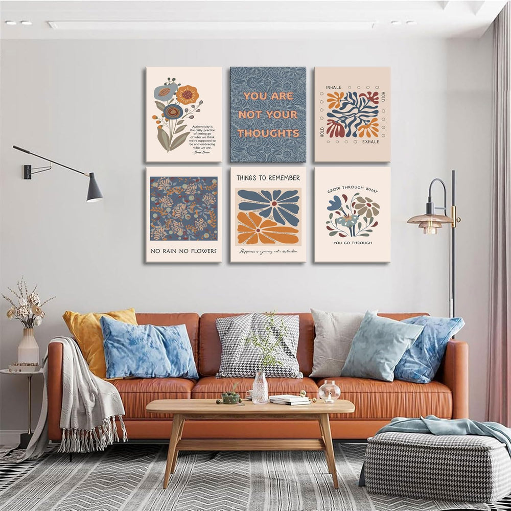 6 Mental Health Canvas Wall Art Bohemian Style Motivational Psychology Wall D...