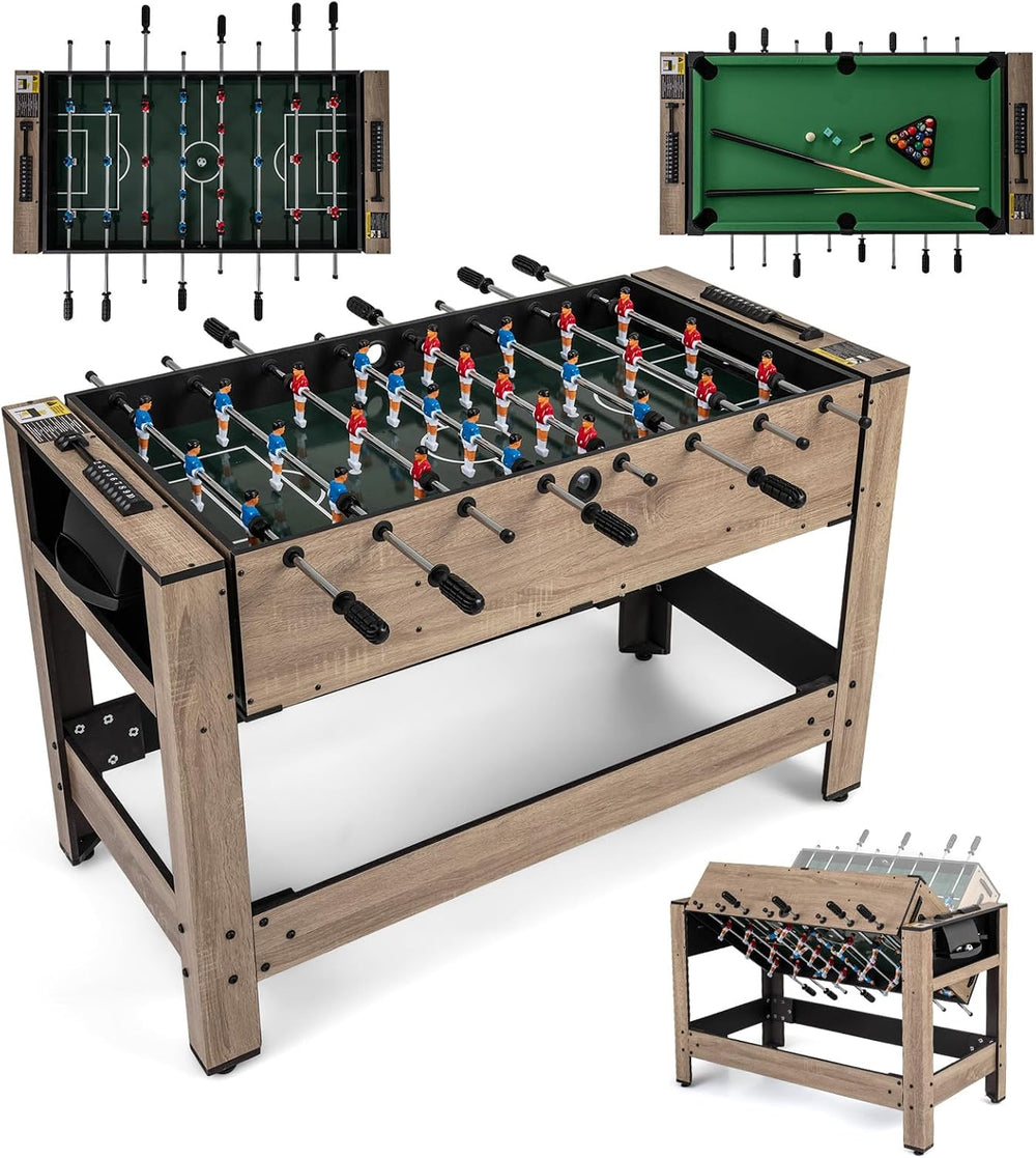 GYMAX 2-in-1 Swivel Multi Game Table, Foosball & Billiard Combo Game Tabl...