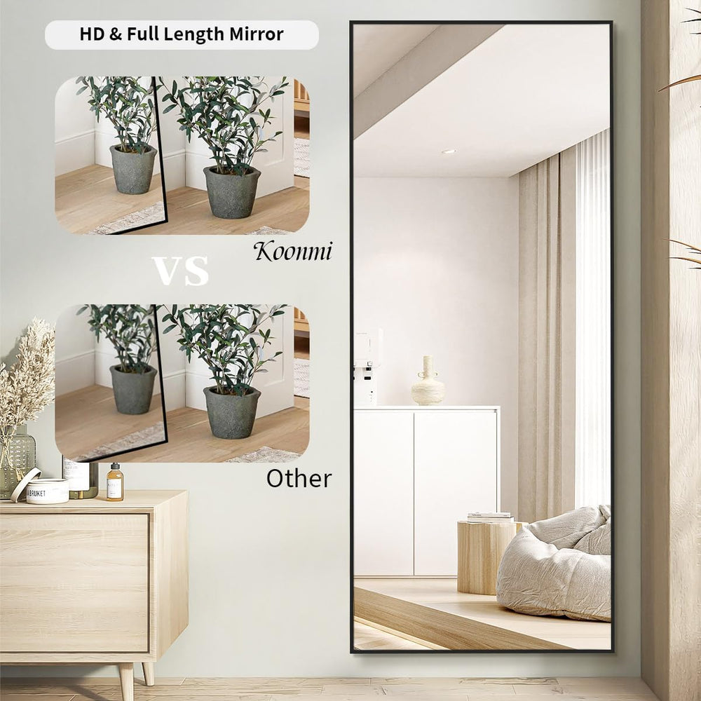 Koonmi 71"x30" Floor Mirror Full Length, Large Black Mirror