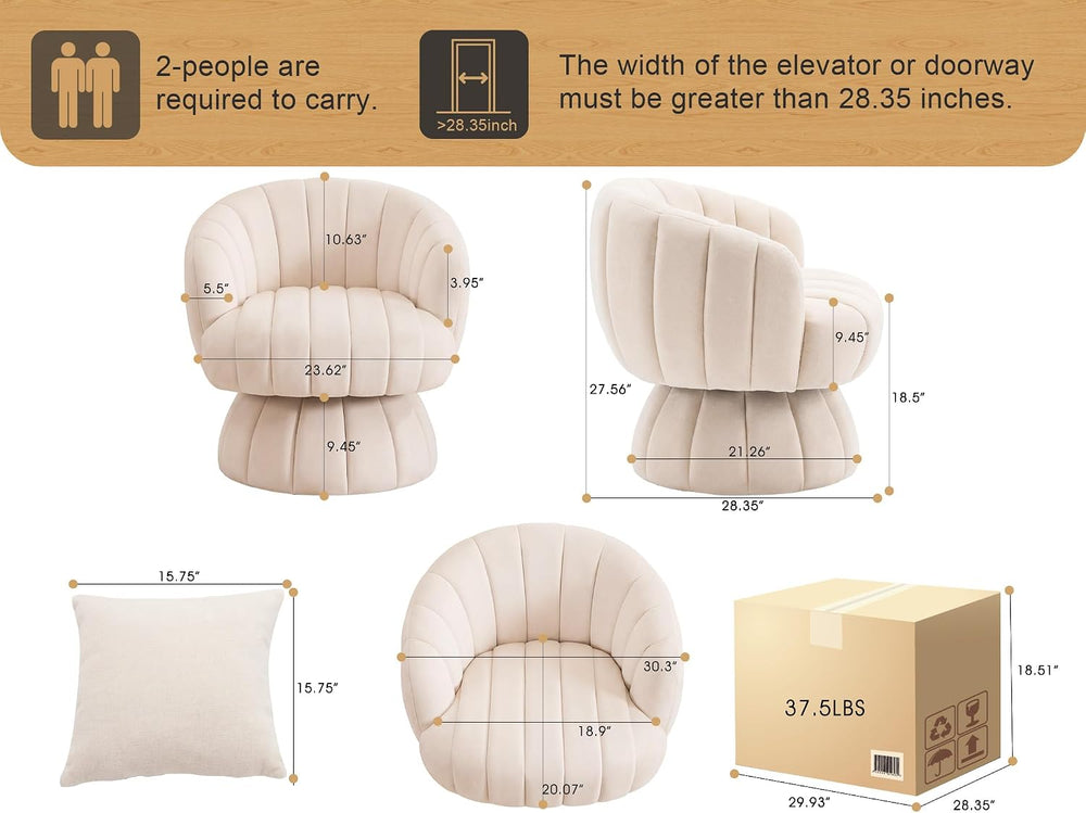 Mistpople Mid Century Modern 360 Degree Barrel Swivel Accent Sofa Chair,Fluff...