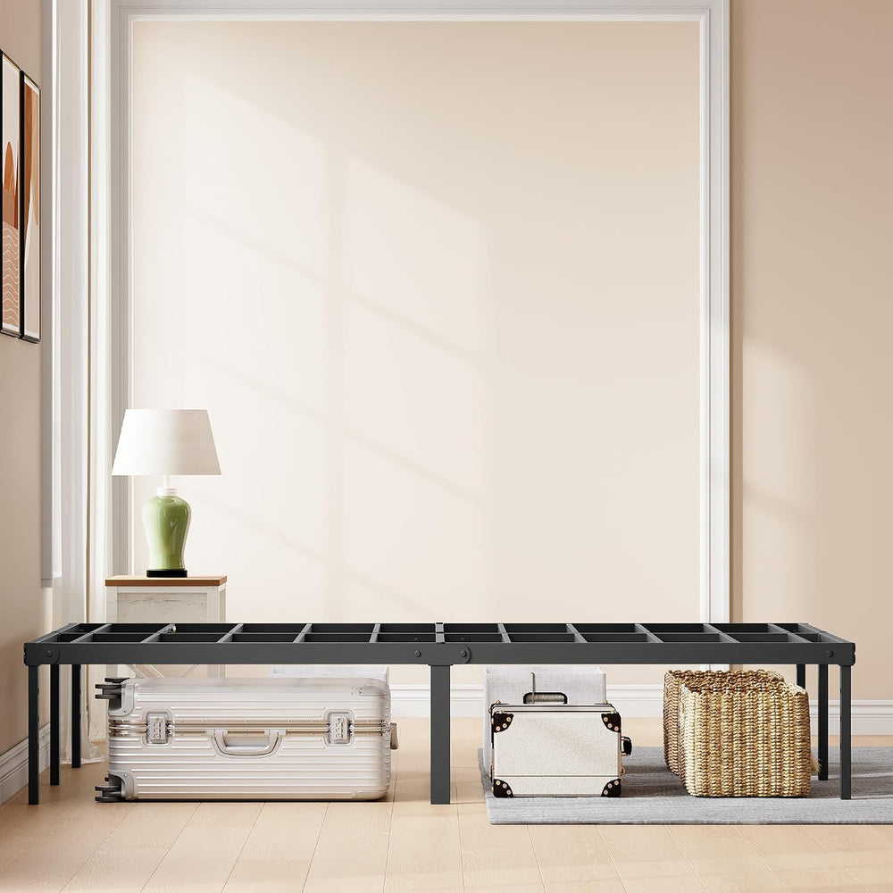 Queen Metal Bed Frame, 14", Storage, No Box Spring, Easy Assembly, Black