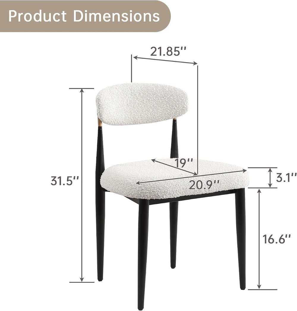 Morden Fort Upholstered Dining Chairs Set of 6, Cream Boucle