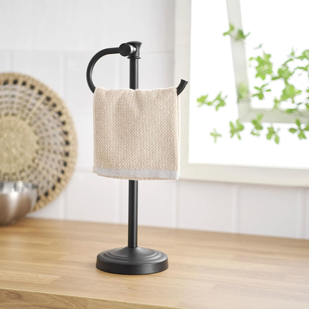 BESy Stand Hand Towel Holder, Countertop Towel Bar, Matte Black