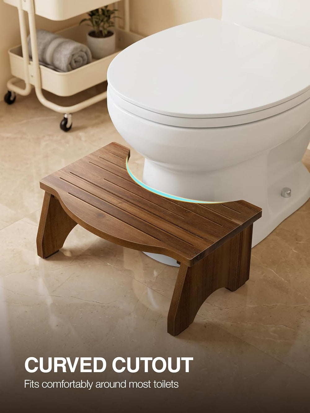 Tidita 7.2" Foldable Toilet Foot Stool for Adults, Non-Slip, Walnut Color