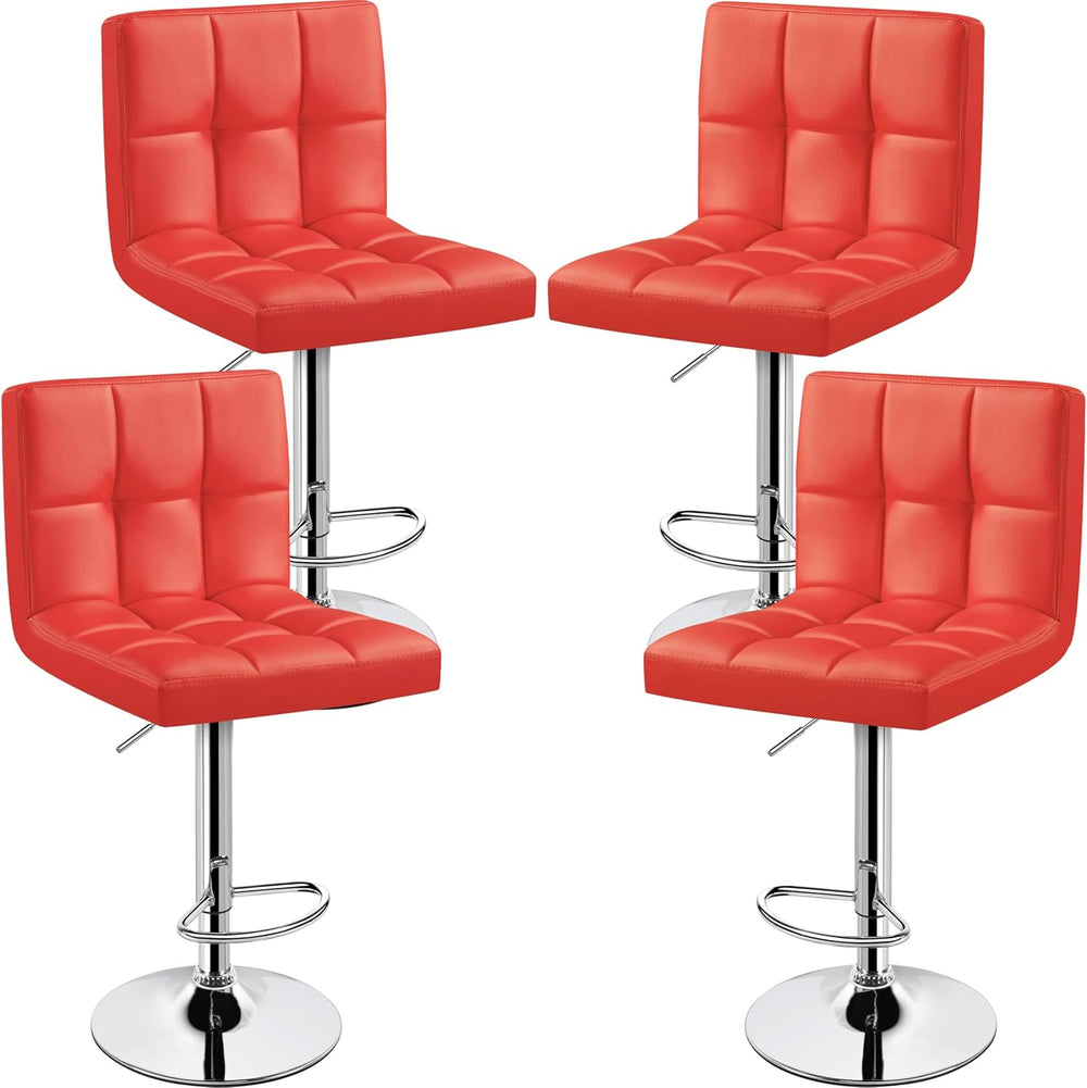 Topeakmart Bar Stools Set of 4 Height Adjustable Bar Chairs Red