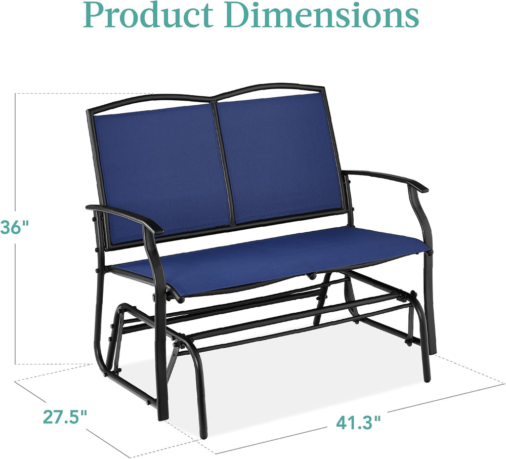 Best Choice Products 2-Person Outdoor Patio Swing Glider Steel Bench Loveseat...