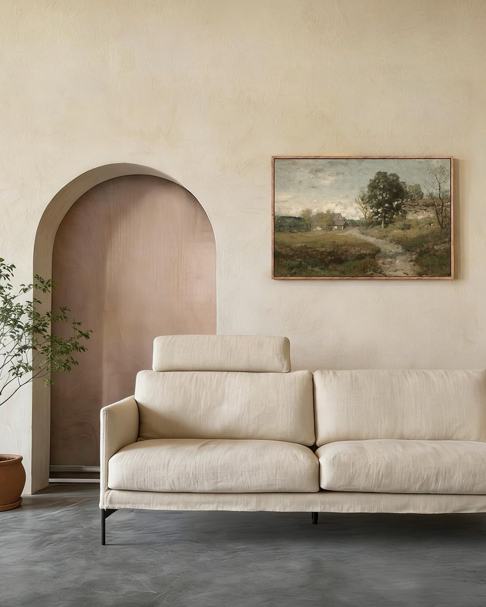 ElfLuna Framed Canvas, Vintage Rural Path Farmhouse Landscape Print