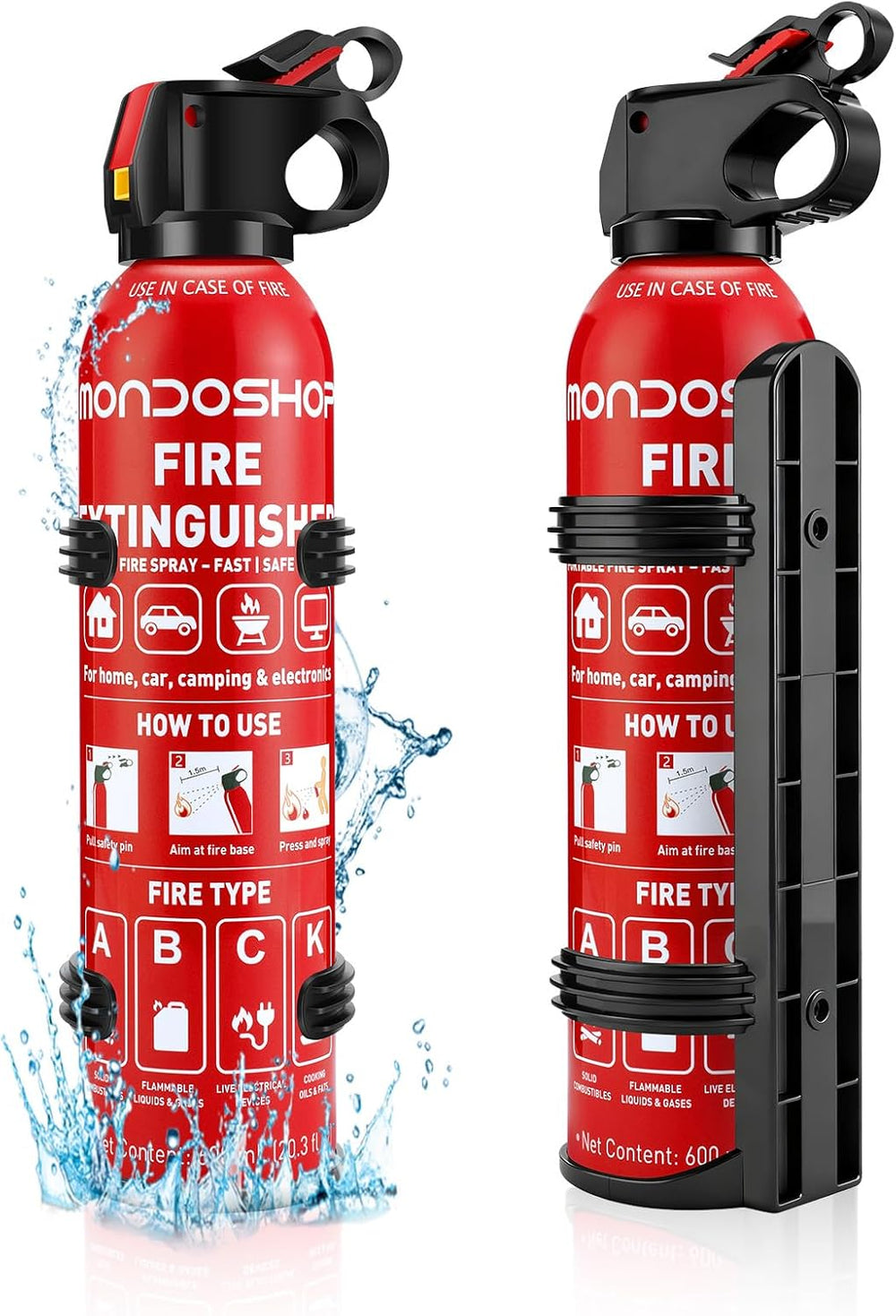 Portable Small Fire Extinguisher for Home and Car (600ML, 2Pack)
