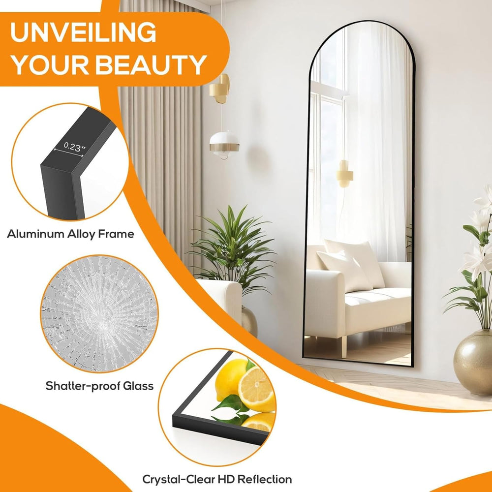 16"x59" Arched Mirror Full Length, Upgraded Body Wall Mirrors
