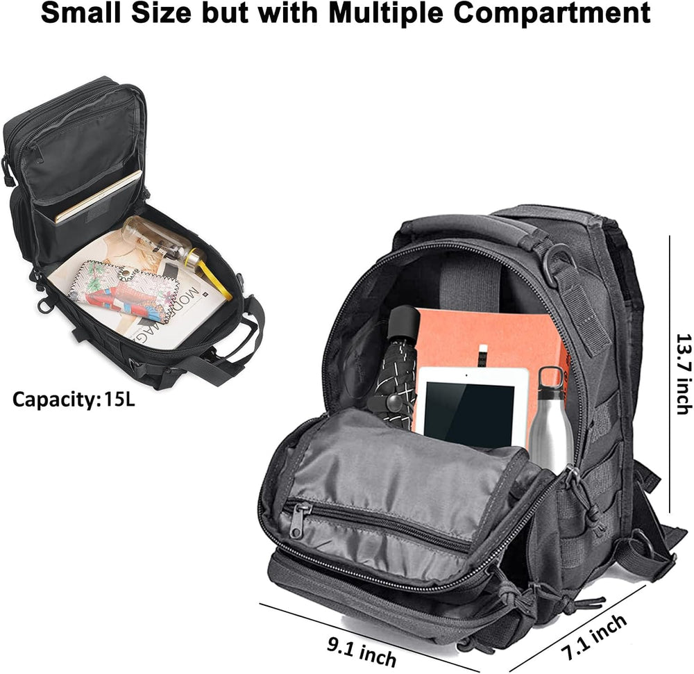 Tactical Sling Bag, Sport Bag Military Rover Shoulder Backpack EDC Assault Ra...